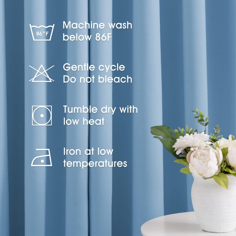 HOMEIDEAS Baby Blue Blackout Curtains 52 X 84 Inch Bedroom Curtains 2 Panels Room Darkening Curtains/Drapes, Soundproof Thermal Grommet Window Curtains for Living Room - Image 2